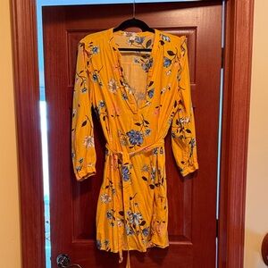 Old Navy Yellow Floral Long Sleeve Dress